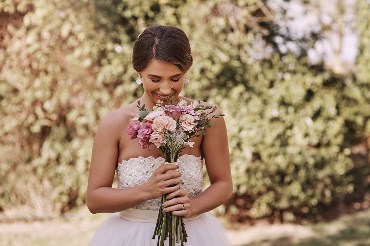 Beautiful bride smiling on wedding day